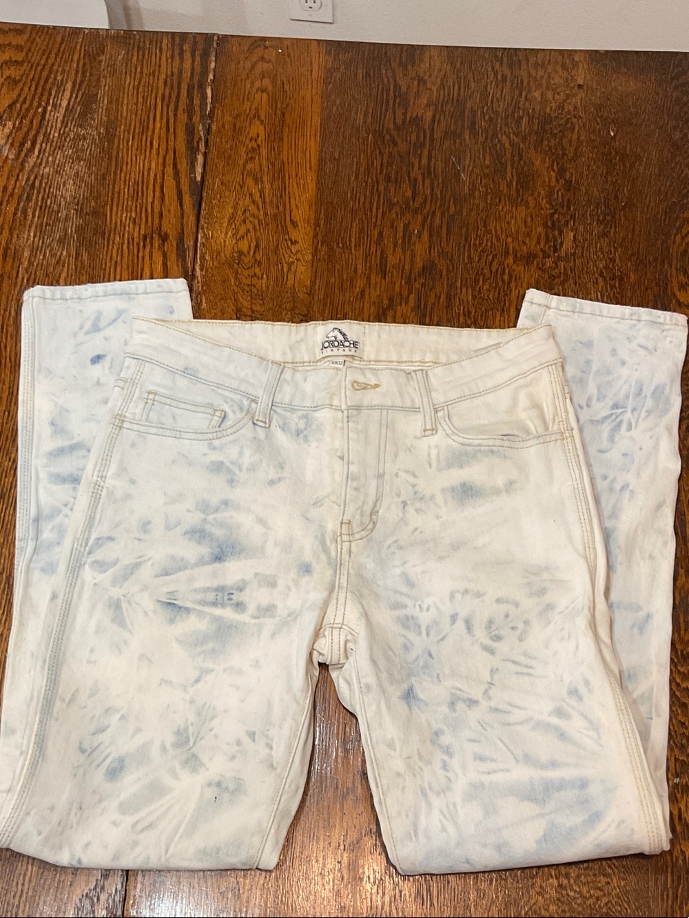 Jordache White Denim Jeans with Light Blue Tie-Dye
